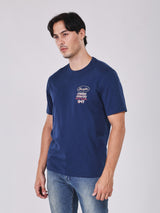 เสื้อยืดแขนสั้นผู้ชาย คอลเลคชั่น BEYOND DENIM ทรงตรง สีกรมท่า