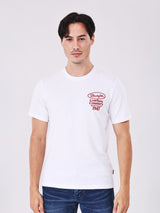 เสื้อยืดแขนสั้นผู้ชาย คอลเลคชั่น BEYOND INDIGO ทรงตรง สีขาว