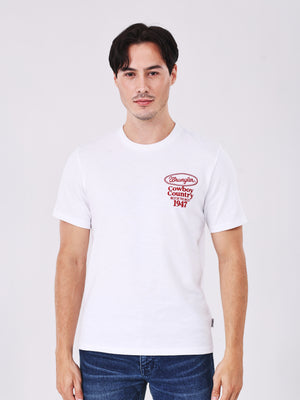 เสื้อยืดแขนสั้นผู้ชาย คอลเลคชั่น BEYOND INDIGO ทรงตรง สีขาว