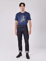 เสื้อยืดแขนสั้นผู้ชาย คอลเลคชั่น BEYOND INDIGO ทรงตรง สีกรมท่า