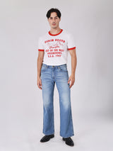 เสื้อยืดแขนสั้นผู้ชาย คอลเลคชั่น BEYOND DENIM ทรงตรง สีขาว