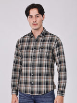 เสื้อเชิ้ตแขนยาวผู้ชาย คอลเลคชั่น BEYOND DENIM ทรงตรง สีน้ำตาล