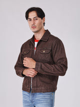 REGULAR FIT BEYOND DENIM COLLECTION MEN'S DENIM JACKET BROWN