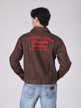 REGULAR FIT BEYOND DENIM COLLECTION MEN'S DENIM JACKET BROWN
