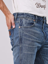 กางเกงยีนส์ผู้ชาย คอลเลคชั่น BEYOND INDIGO BOOTCUT FIT เอวสูง ทรงขาม้า สียีนส์กลาง