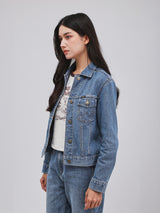 REGULAR FIT BEYOND DENIM COLLECTION WOMEN'S DENIM JACKET LIGHT INDIGO