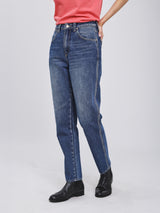 MOM FIT BEYOND INDIGO COLLECTION HIGH RISE REGULAR WOMEN'S JEANS MID INDIGO