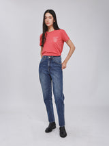 MOM FIT BEYOND INDIGO COLLECTION HIGH RISE REGULAR WOMEN'S JEANS MID INDIGO