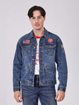 REGULAR FIT BEYOND DENIM COLLECTION MEN'S DENIM JACKET MID INDIGO