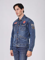 REGULAR FIT BEYOND DENIM COLLECTION MEN'S DENIM JACKET MID INDIGO