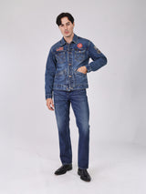 REGULAR FIT BEYOND DENIM COLLECTION MEN'S DENIM JACKET MID INDIGO
