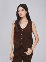 REGULAR FIT BEYOND INDIGO COLLECTION WOMEN'S VEST BROWN