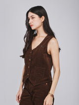 REGULAR FIT BEYOND INDIGO COLLECTION WOMEN'S VEST BROWN