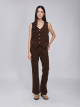 REGULAR FIT BEYOND INDIGO COLLECTION WOMEN'S VEST BROWN
