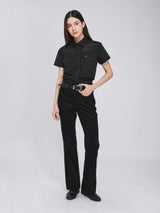 เสื้อเชิ้ตแขนสั้นผู้หญิง คอลเลคชั่น BEYOND INDIGO SLIM FIT สีดำ