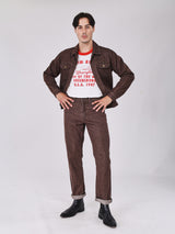 กางเกงยีนส์ผู้ชาย คอลเลคชั่น BEYOND DENIM MWZ FIT เอวกลาง ทรงตรง สีน้ำตาล