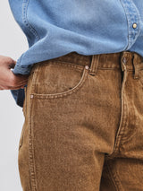 กางเกงยีนส์ผู้หญิง คอลเลคชั่น BEYOND DENIM BOOTCUT FIT เอวสูง ทรงขาม้า สีเบจ