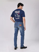 กางเกงยีนส์ผู้ชาย คอลเลคชั่น BEYOND DENIM LARSTON FIT เอวต่ำ ทรงเข้ารูป สียีนส์กลาง
