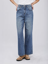 กางเกงยีนส์ผู้หญิง คอลเลคชั่น BEYOND DENIM LOOSE FIT เอวสูง ทรงหลวม สียีนส์อ่อน