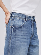 กางเกงยีนส์ผู้หญิง คอลเลคชั่น BEYOND DENIM LOOSE FIT เอวสูง ทรงหลวม สียีนส์อ่อน
