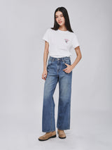 กางเกงยีนส์ผู้หญิง คอลเลคชั่น BEYOND DENIM LOOSE FIT เอวสูง ทรงหลวม สียีนส์อ่อน