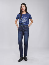 REGULAR FIT BEYOND INDIGO COLLECTION WOMEN'S SHORT SLEEVE T-SHIRT NAVY
