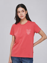 เสื้อยืดแขนสั้นผู้หญิง คอลเลคชั่น BEYOND INDIGO ทรงตรง สีชมพู
