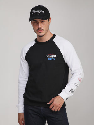เสื้อยืดแขนยาวผู้ชาย คอลเลคชั่น RODEO RACING ทรงตรง สีดำ
