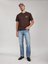เสื้อยืดแขนสั้นผู้ชาย คอลเลคชั่น RODEO RACING ทรงตรง สีน้ำตาล