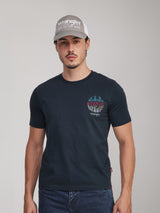 เสื้อยืดแขนสั้นผู้ชาย คอลเลคชั่น RODEO RACING ทรงตรง สีกรมท่า
