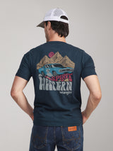 เสื้อยืดแขนสั้นผู้ชาย คอลเลคชั่น RODEO RACING ทรงตรง สีกรมท่า