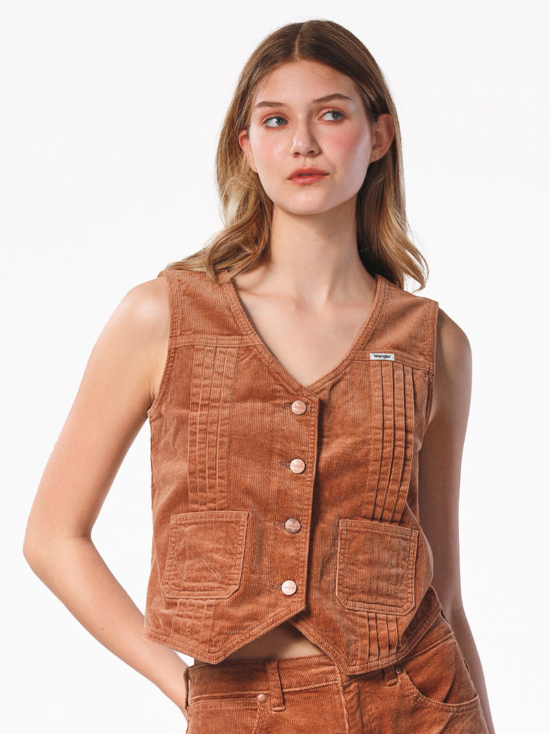 REGULAR FIT LEGEND OF WRANGLER COLLECTION WOMEN'S VEST BROWN