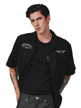 REGULAR FIT BIKER COLLECTION MEN'S SHIRT SHORT SLEEVE BLACK