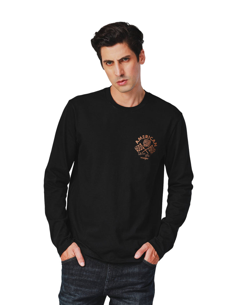 Biker Collection Regular Fit Men's Tee Long Sleeve Black