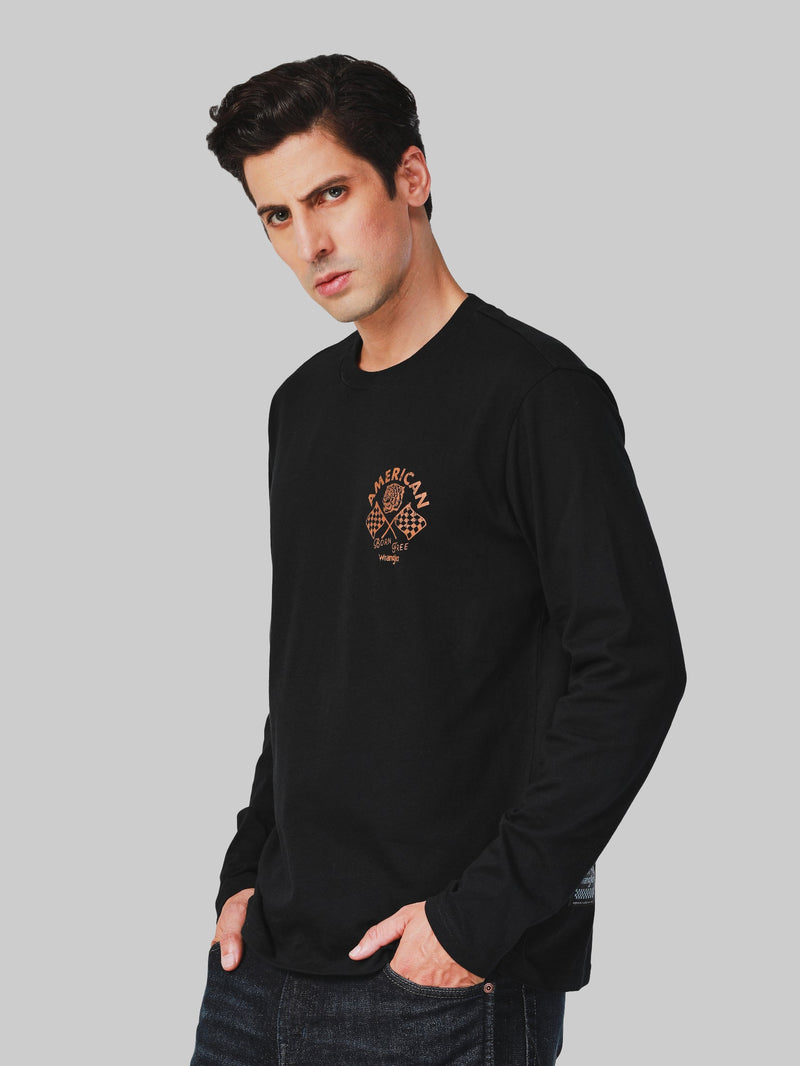 Biker Collection Regular Fit Men's Tee Long Sleeve Black