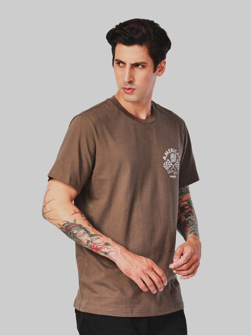 Biker Collection Regular Fit Men's Tee Short Sleeve Brown