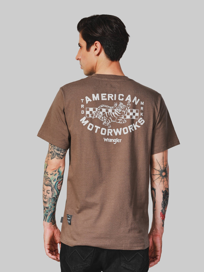 Biker Collection Regular Fit Men's Tee Short Sleeve Brown