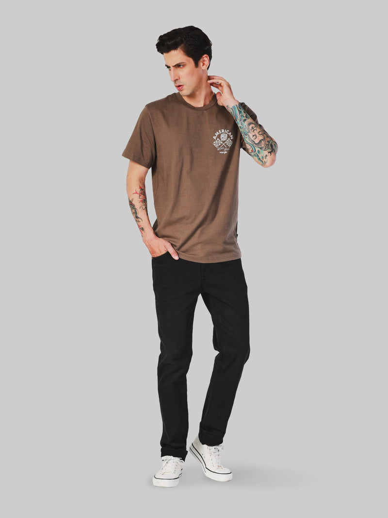 Biker Collection Regular Fit Men's Tee Short Sleeve Brown