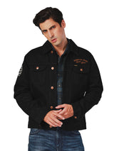 Biker Collection Regular Fit Men's Denim Jacket Black