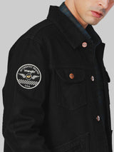 Biker Collection Regular Fit Men's Denim Jacket Black