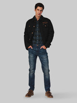 Biker Collection Regular Fit Men's Denim Jacket Black