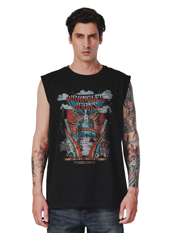 REGULAR FIT BIKER COLLECTION MEN'S TEE SLEEVELESS BLACK