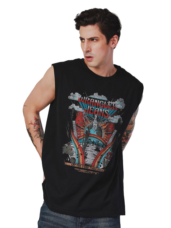 REGULAR FIT BIKER COLLECTION MEN'S TEE SLEEVELESS BLACK