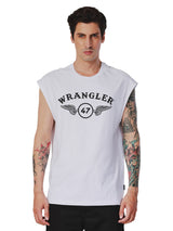 REGULAR FIT BIKER COLLECTION MEN'S TEE SLEEVELESS WHITE