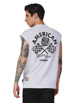 REGULAR FIT BIKER COLLECTION MEN'S TEE SLEEVELESS WHITE