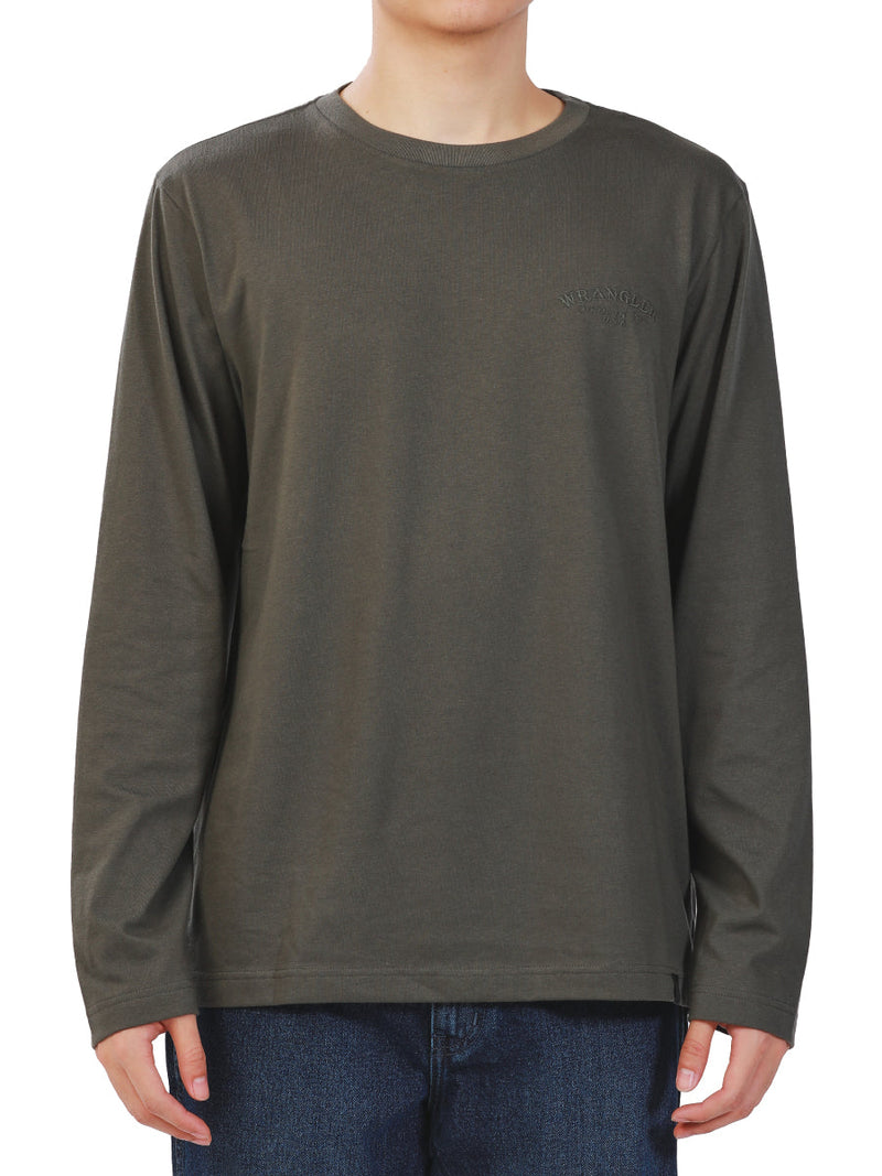 REGULAR FIT MEN'S TEE LONG SLEEVE OLIVE GREEN