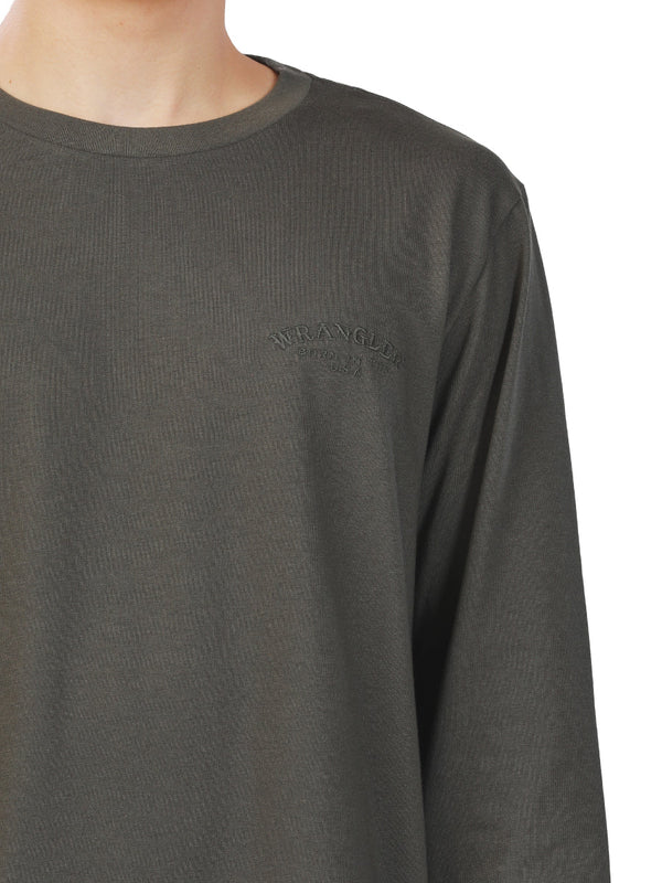 REGULAR FIT MEN'S TEE LONG SLEEVE OLIVE GREEN