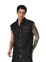 REGULAR FIT BIKER COLLECTION MEN'S VEST BLACK