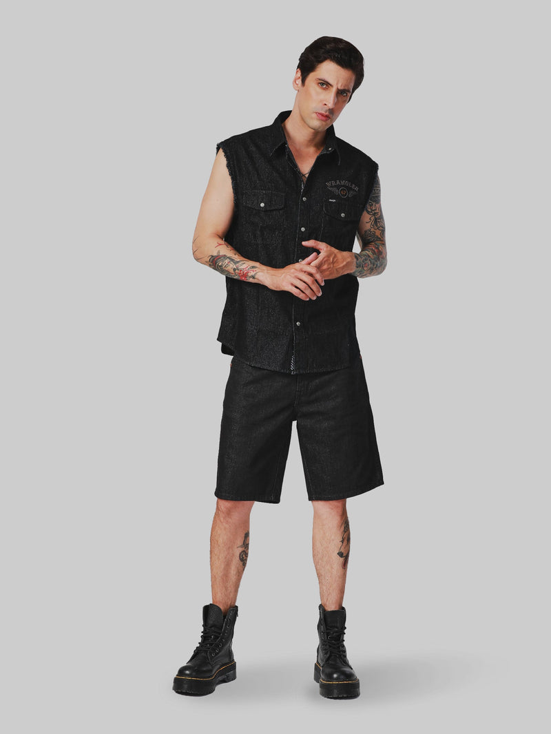 REGULAR FIT BIKER COLLECTION MEN'S VEST BLACK