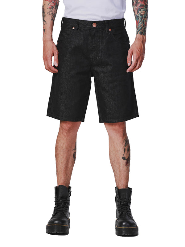 FRONTIER SHORTS FIT BIKER COLLECTION MID RISE COMFORT MEN'S DENIM SHORTS BLACK